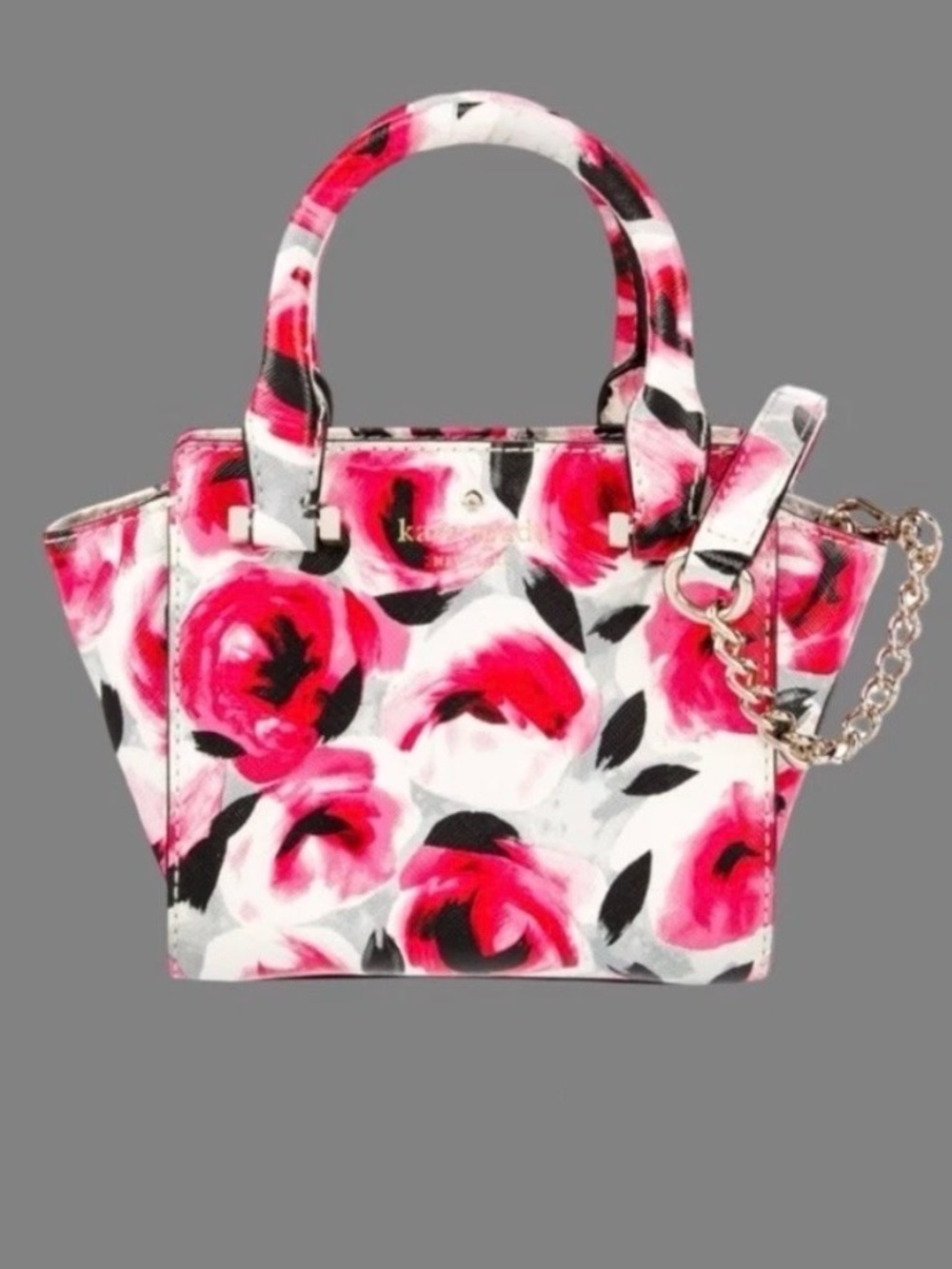 kate spade Floral Print Mini Tote in Pink, White & Black